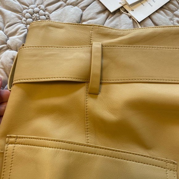 NWT Vince Belted Lambskin Leather A Line Skirt. Camel Size 0 - Picture 7 of 14